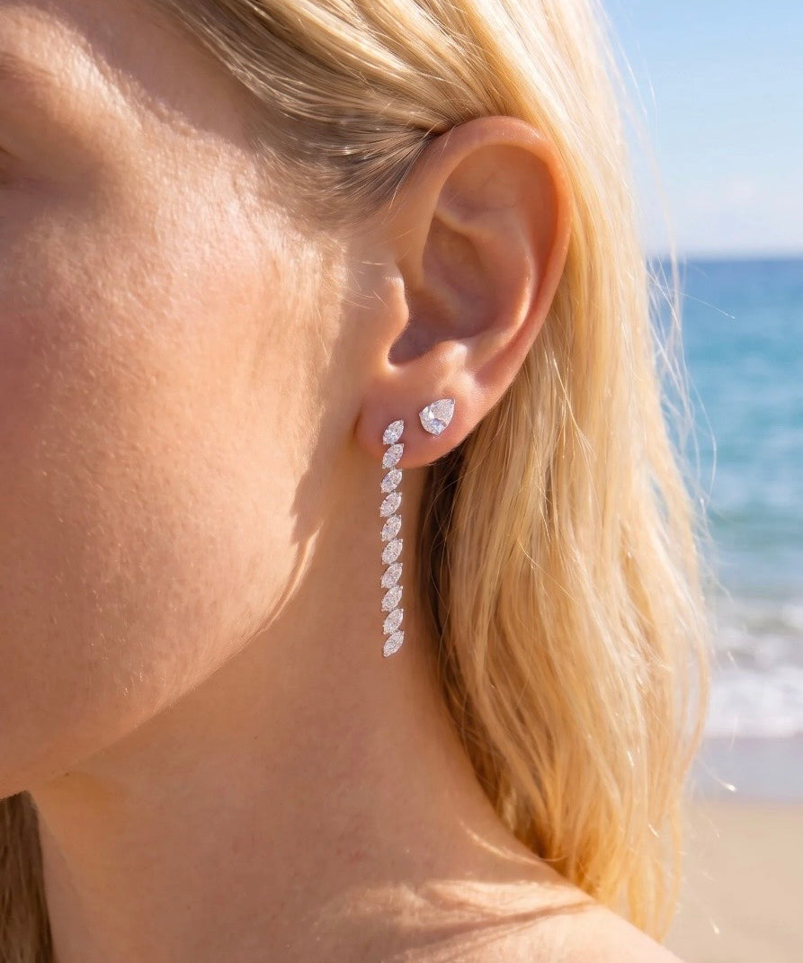 4.00ct Diamond 14K Gold Linear Earrings