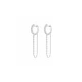 1.04ct Diamond 18K Gold Pave Double Huggie Diamond Chain Earrings