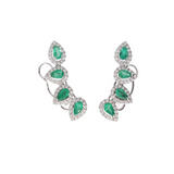 2.20ct Diamond Emerald 18K Gold Climber Earrings