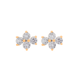 1.02ct Diamond 18K Gold Four Stone Cluster Earrings