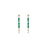 1.25ct Diamond Emerald 14K Gold Multi Shape Dangle Drop Earrings