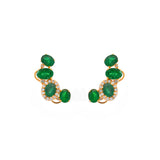 2.92ct Diamond Emerald 14K Gold Ear Climber Earrings