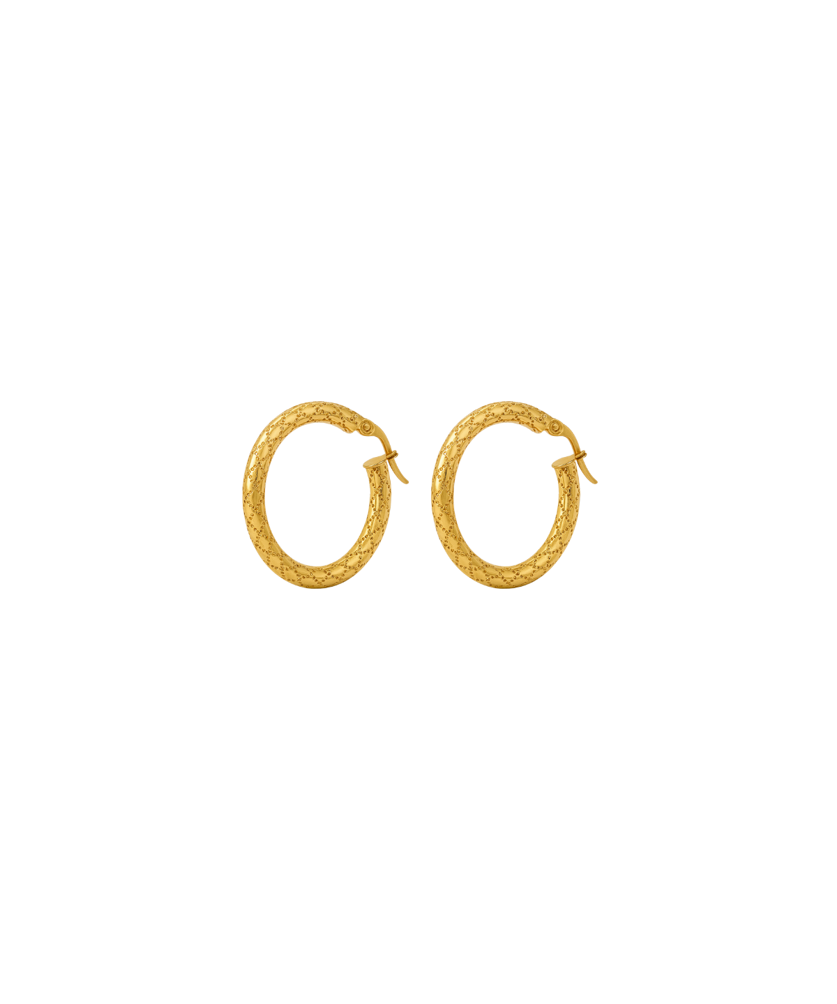 14K Gold Patterned Hoop Earrings
