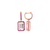 11.90CT White Topaz & Pink Sapphire 14K Gold Earrings