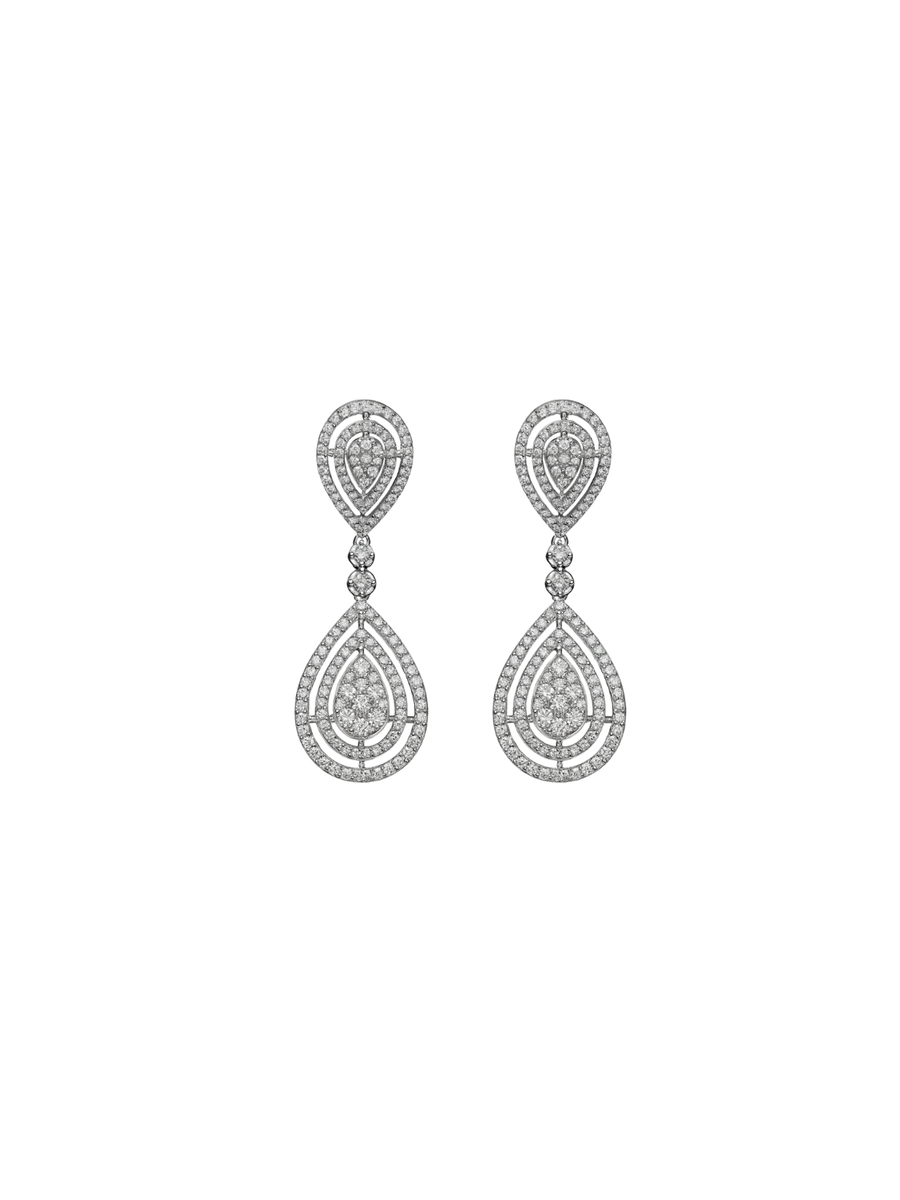 3.61ct Diamond 14K Gold Pave Teardrop Earrings