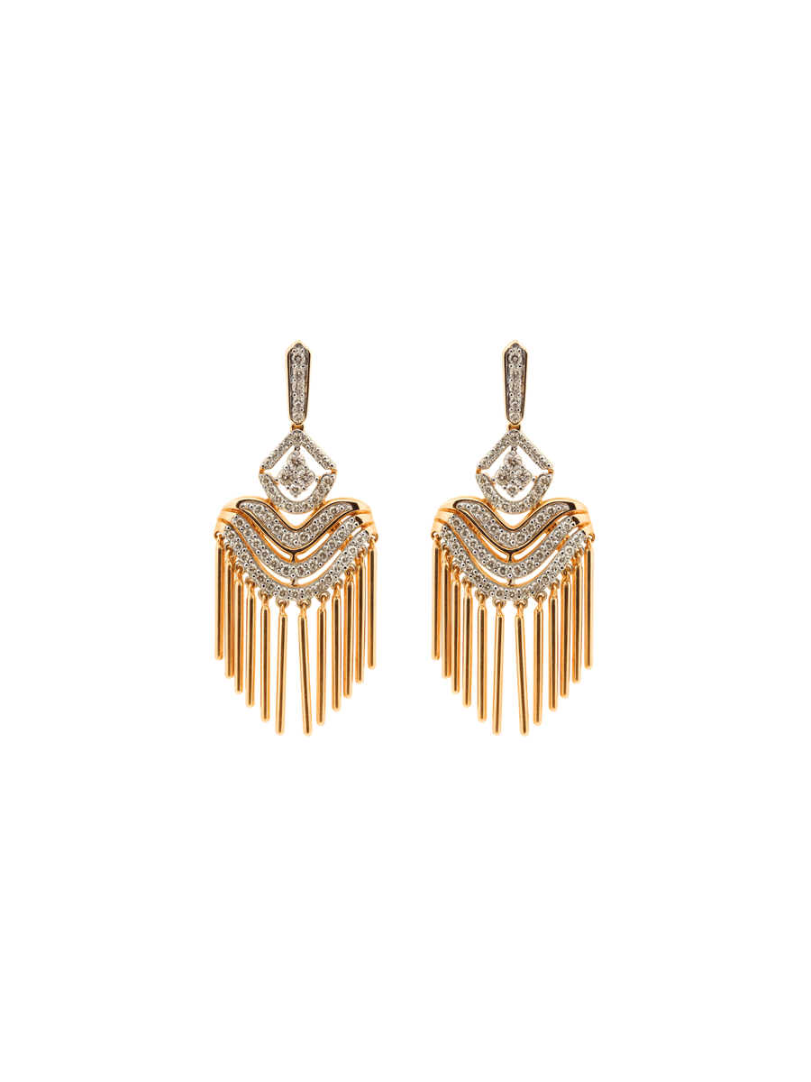 1.08ct Diamond 14K Gold Cascade Fringes Earrings