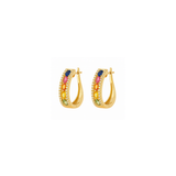 2.34ct Multi Sapphire Diamond 14K Gold Hoop Earrings