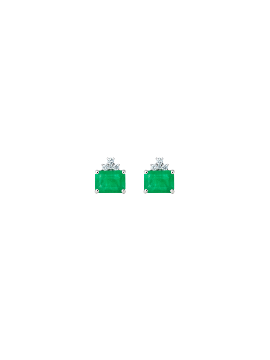 1.64ct Emerald Diamond 18K Gold Stud Earrings