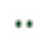 2.00ct Emerald Diamond 18K Gold Oval Stud Earrings