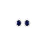 9.24ct Diamond Blue Sapphire 18K Gold Halo Stud Earrings