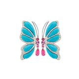 Diamond Turquoise Pink Tourmaline 18K Gold Butterfly Earrings