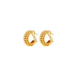 18K Gold Beaded Hoop Earrings