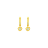 0.51ct Diamond 14K Gold Heart Dangle Drop Hoop Earrings