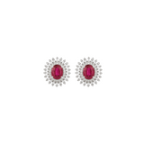 1.10ct Diamond Ruby 18K Gold Halo Stud Earrings