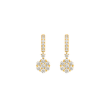 3.00ct Diamond 18K Gold Flower Drop Earrings
