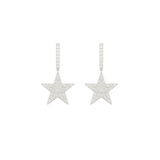 2.30ct Diamond 14K Gold Star Hoop Dangle Hoops