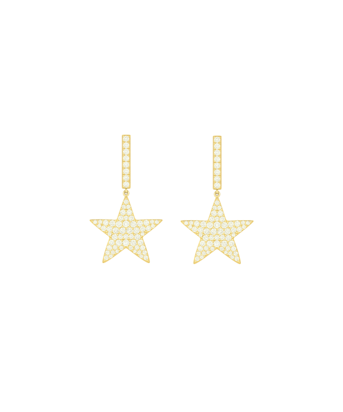 2.30ct Diamond 14K Gold Star Hoop Dangle Hoops