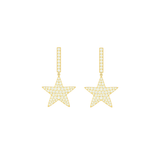 2.30ct Diamond 14K Gold Star Hoop Dangle Hoops