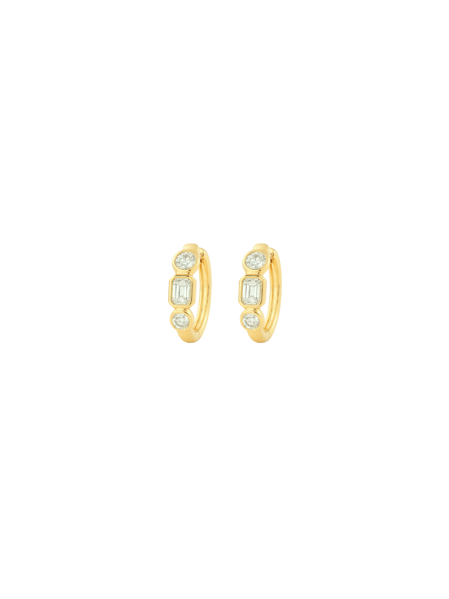0.50ct Diamond 14K Gold Multi Shaped Dainty Hoop Earrings
