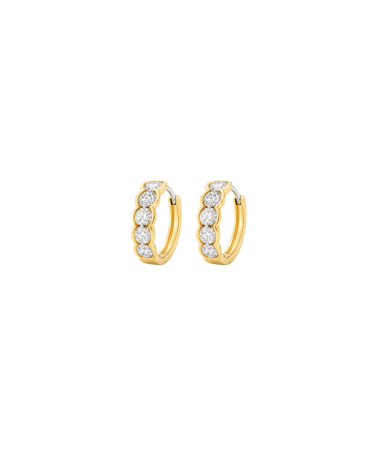 0.94ct Diamond 14K Gold Half Bezel Hoop Earrings