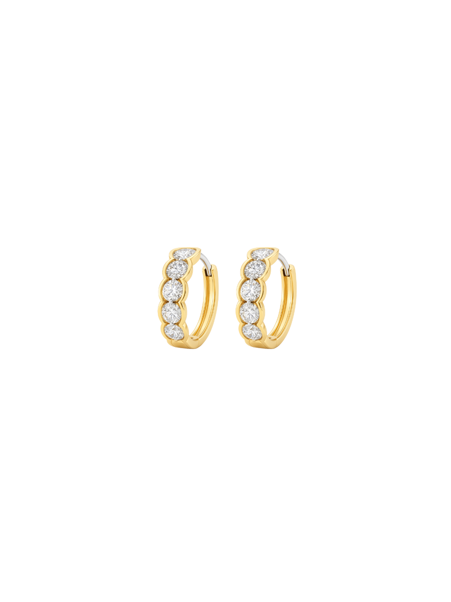 0.94ct Diamond 14K Gold Half Bezel Hoop Earrings