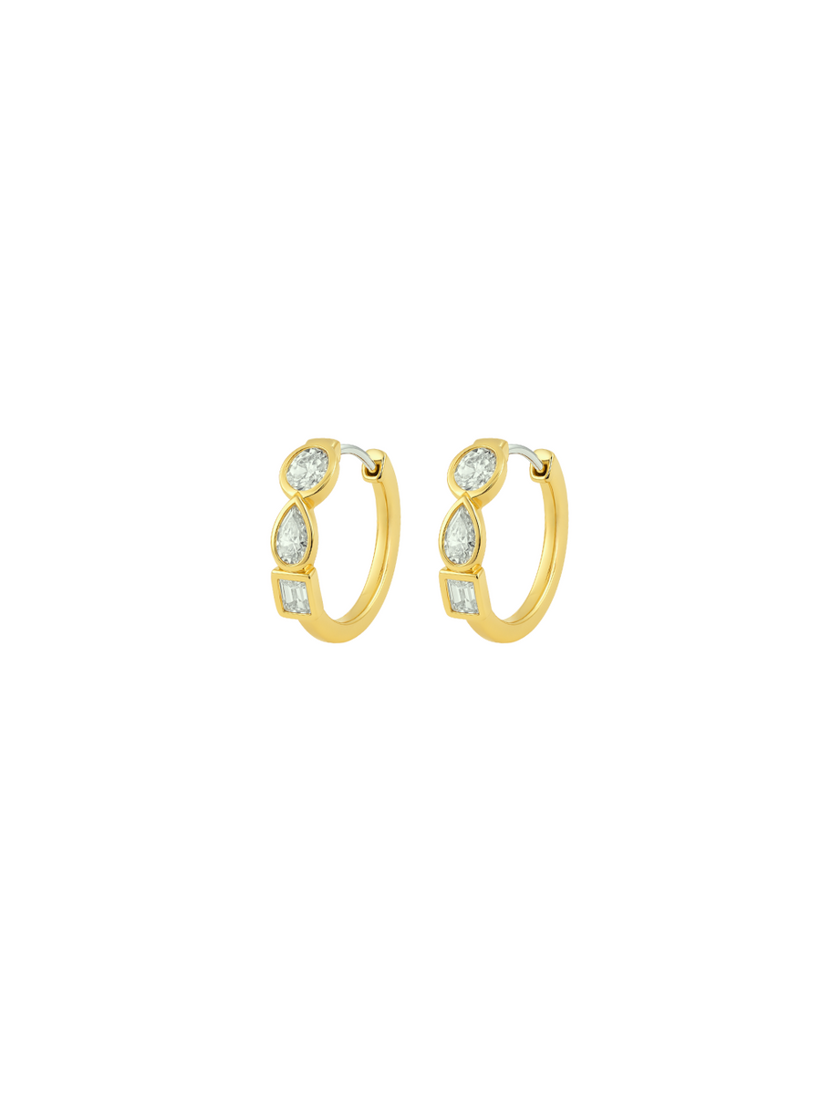 0.45ct Diamond 14K Gold Multi Shape Hoop Earrings