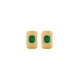 1.27ct Diamond Emerald 14K Gold Textured Hoop Earrings