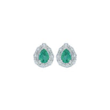 1.81ct Diamond Emerald 18K Gold Pear Halo Earrings