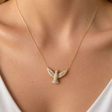 1.00ct Diamond 18K Gold Holy Spirit Pendant Chain Necklace