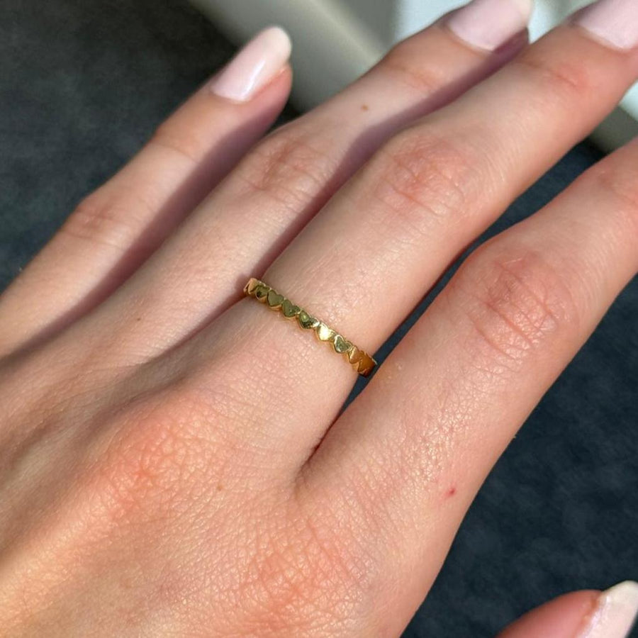 14K Gold Heart Eternity Ring