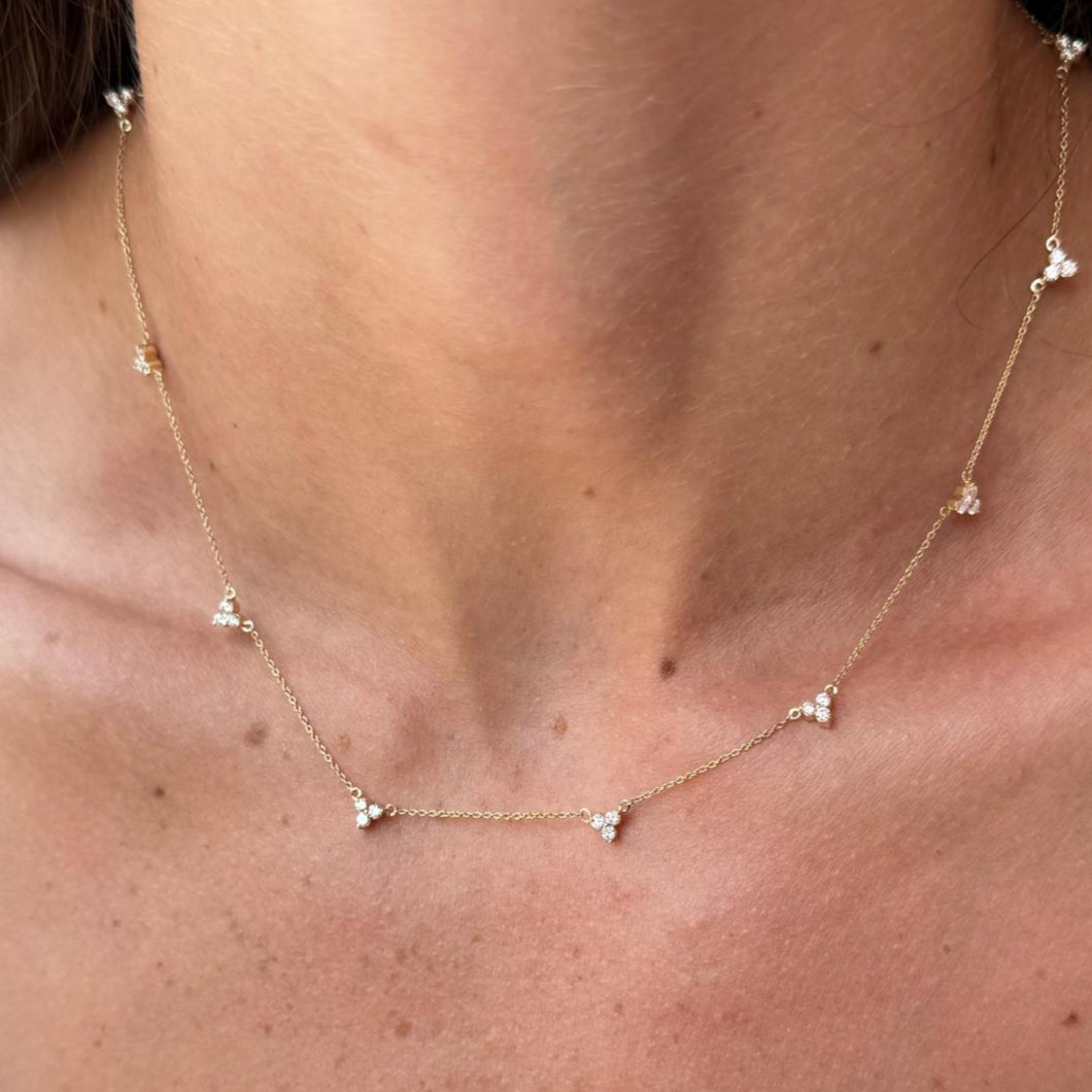1.13ct Diamond 14K Gold Stationed Necklace