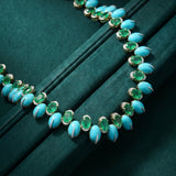 184.90ct Turquoise Emerald Diamond 18K Gold Statement Necklace