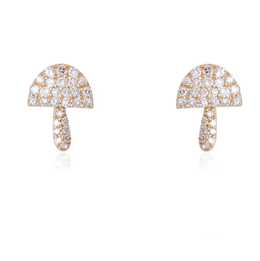 0.30ct Diamond 14K Gold Mushroom Stud Earrings