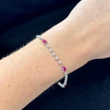 2.01ct Diamond Ruby 18K Gold Link Tennis Bracelet