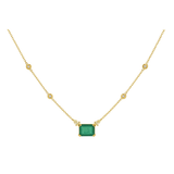 3.11ct Diamond Emerald 18K Gold Pendant Necklace