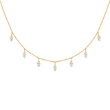 1.06ct Diamond 18K Gold Marquis Drop Stationed Necklace