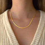 14K Gold Herringbone Chain Necklace