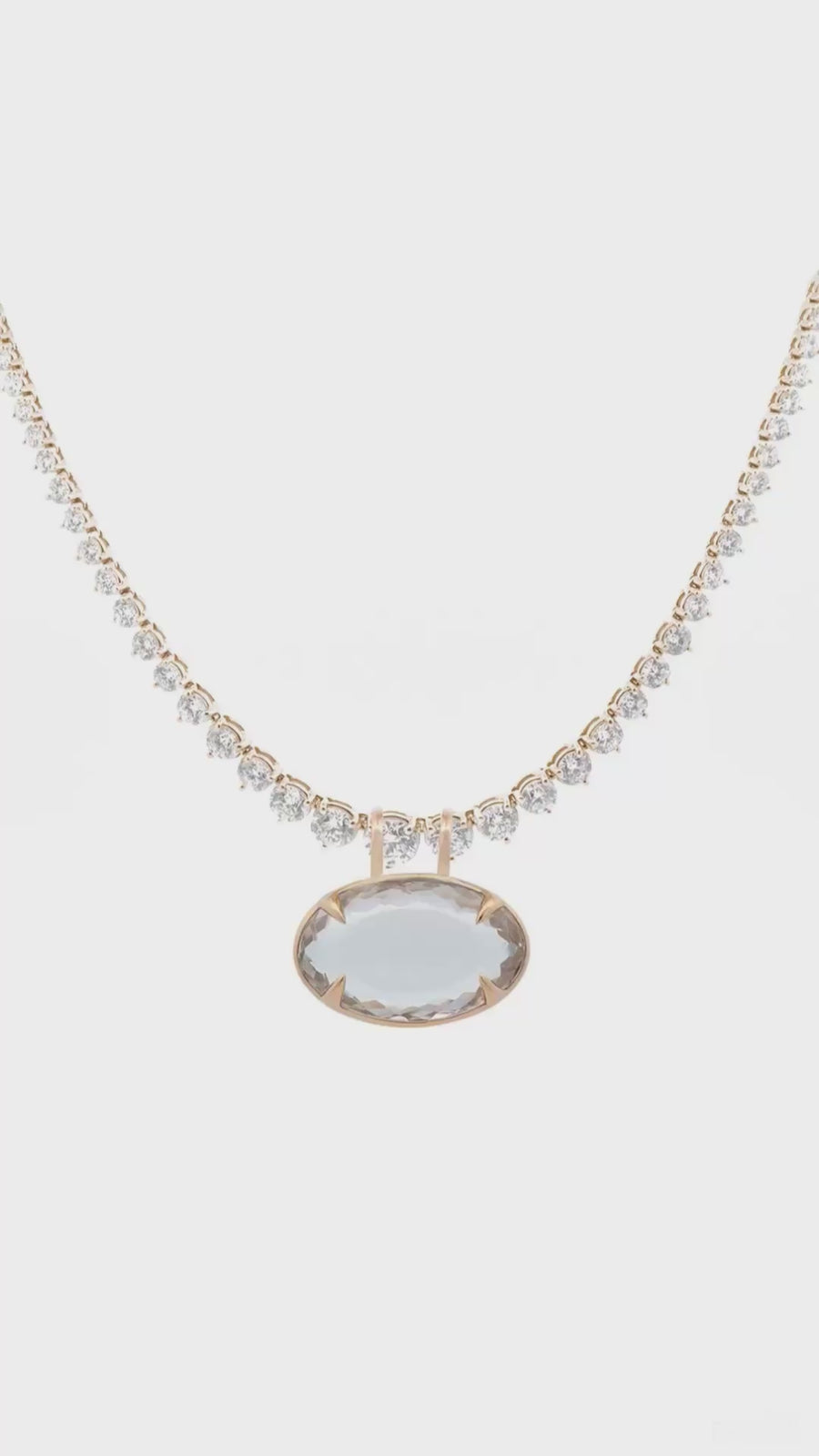 31.55ct White Topaz 18K Gold Oval Pendant