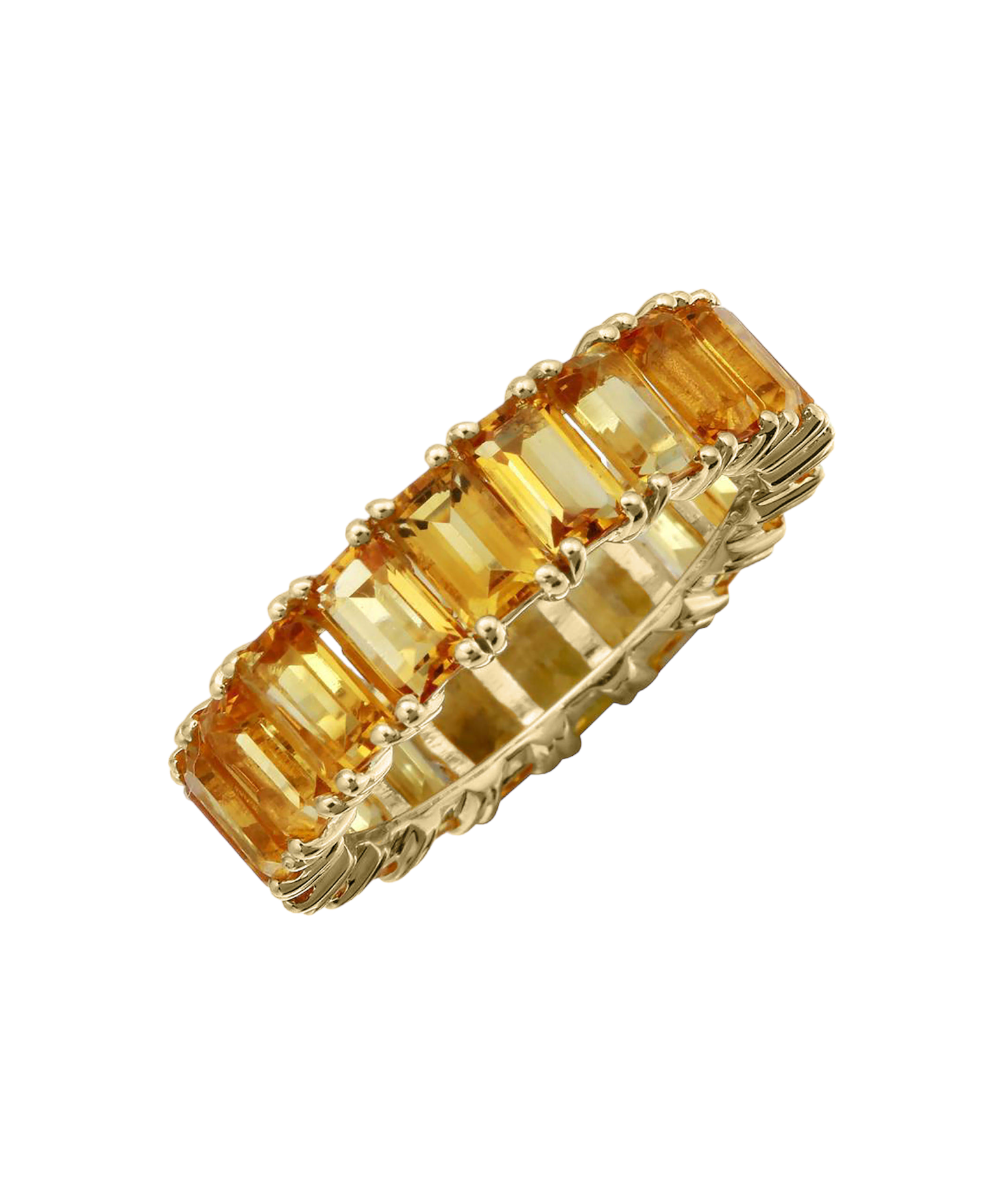 5.56ct Citrine 14K Gold Eternity Ring