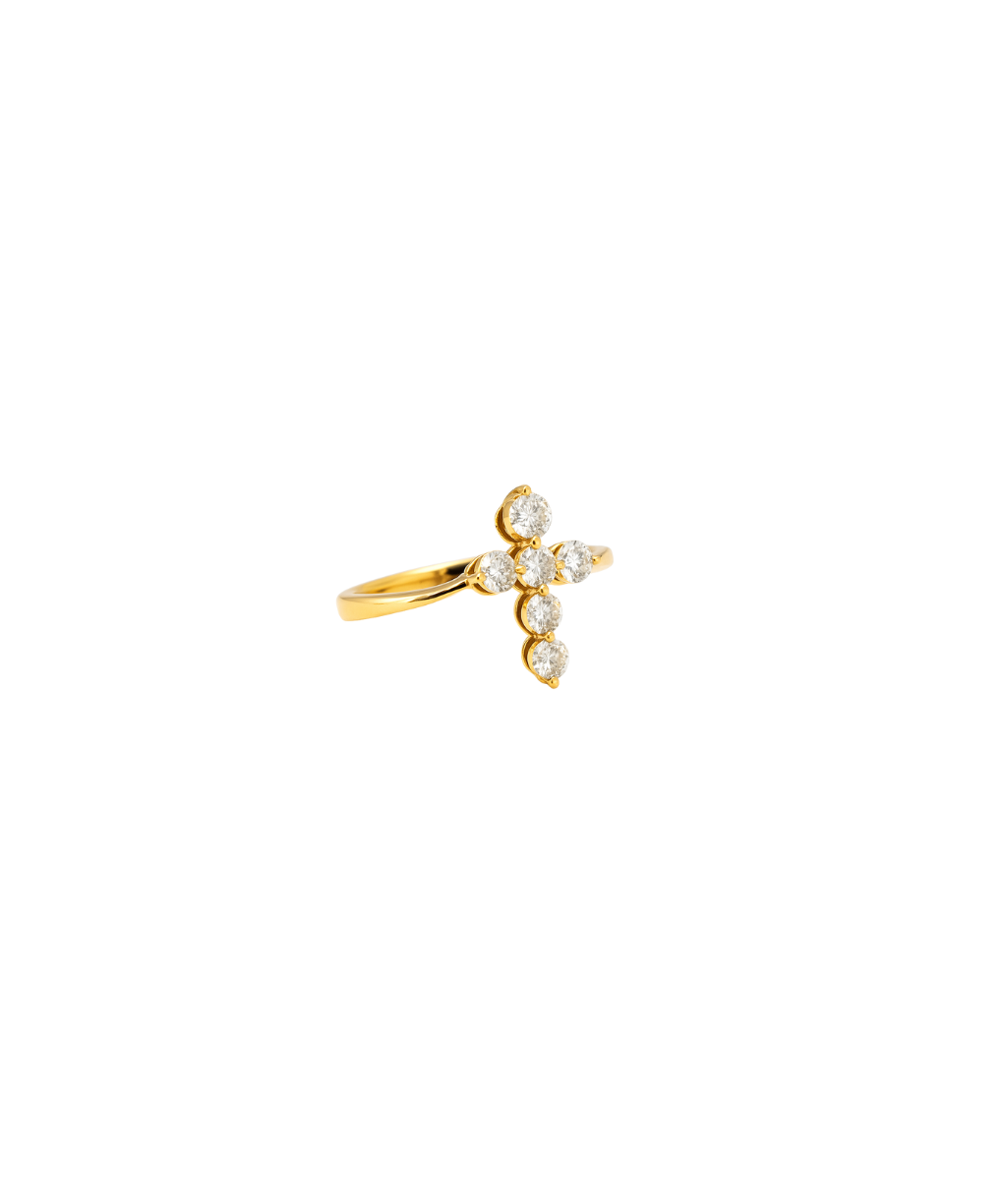 0.77ct Diamond 14K Gold Cross Ring