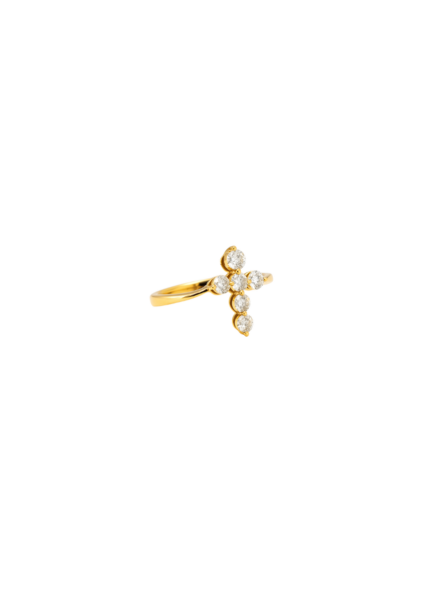 0.77ct Diamond 14K Gold Cross Ring
