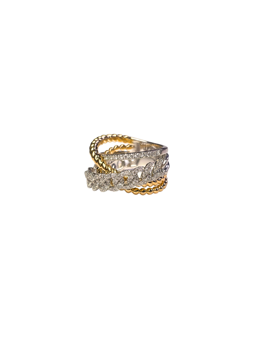 0.80ct Diamond 18K Gold Multi Chain Ring