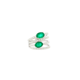1.50ct Diamond Emerald 18K Gold Multi Row Ring