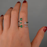 2.37ct Diamond Emerald 18K Gold Open Shank Ring