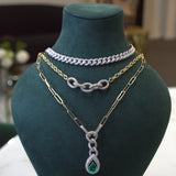 3.91ct Diamond 14K Gold Clip Chain Necklace
