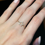 0.11ct Diamond 14K Gold Solitaire Star Ring