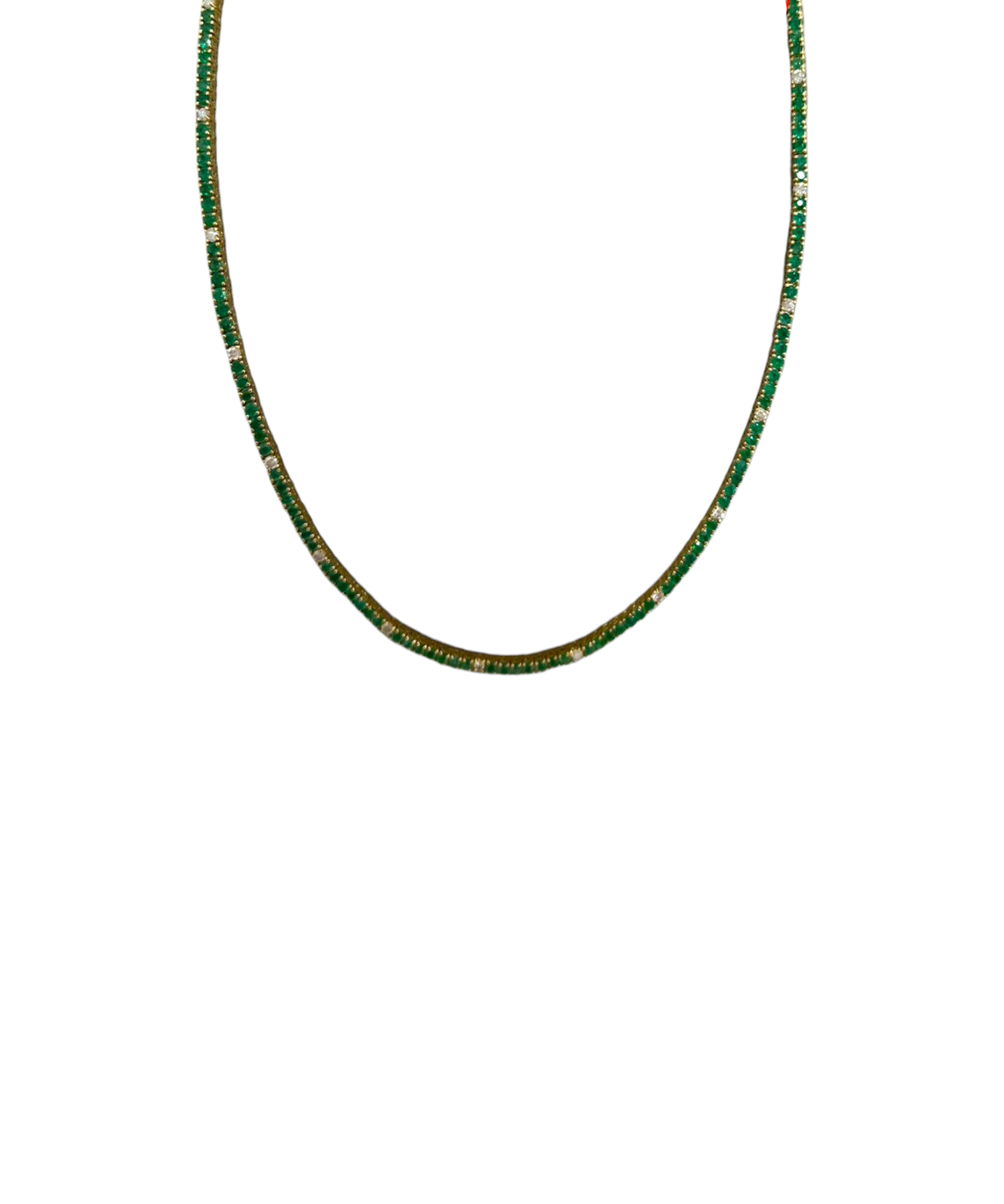 Diamond Emerald 18K Gold Tennis Necklace