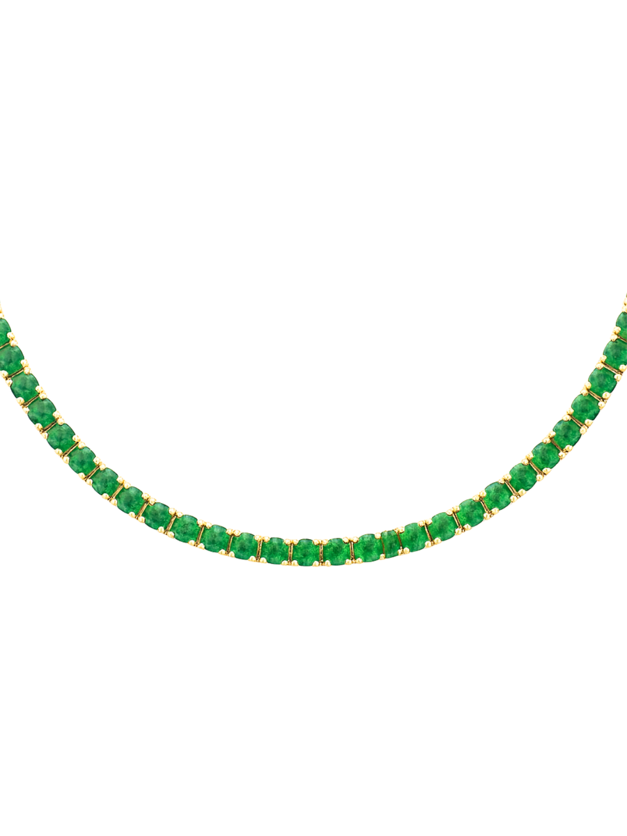 7.11ct Emerald 18K Gold Tennis Necklace