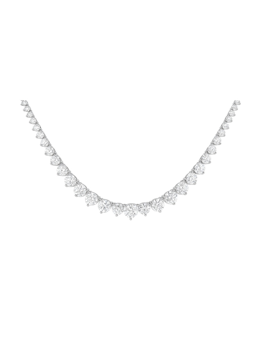 19.15ct Diamond 18K Gold Graduated Tennis Necklace