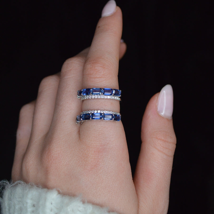 4.36cts Diamond Sapphire 18K Gold Two Ways Ring